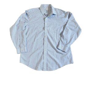 Brooks Brothers Dress Shirt Mens Large 16 Blue Check Regent Supima Cotton Luxury